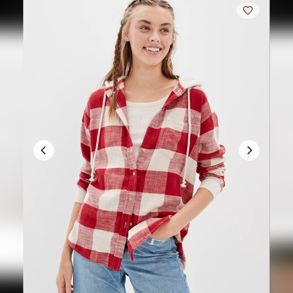 American Eagle Oversized Hoodie Flannel - Picture 1 of 6